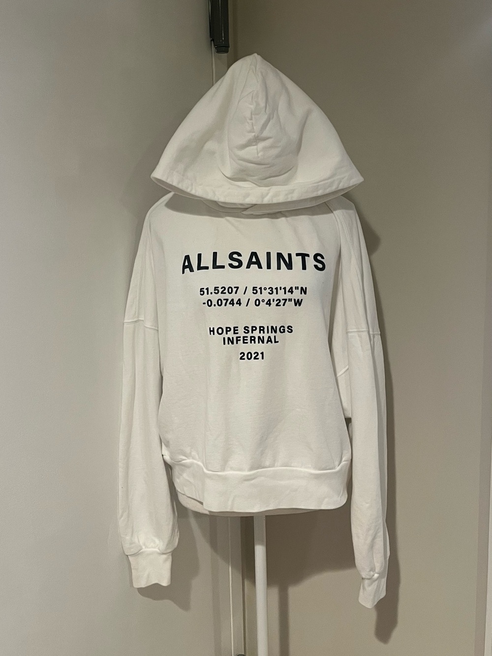 AllSaints White Pullover Hoodie
